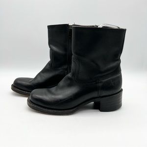 Vintage Frye Campus Ankle Leather Boots Western Moto Side Zip Black Women’s Sz 9